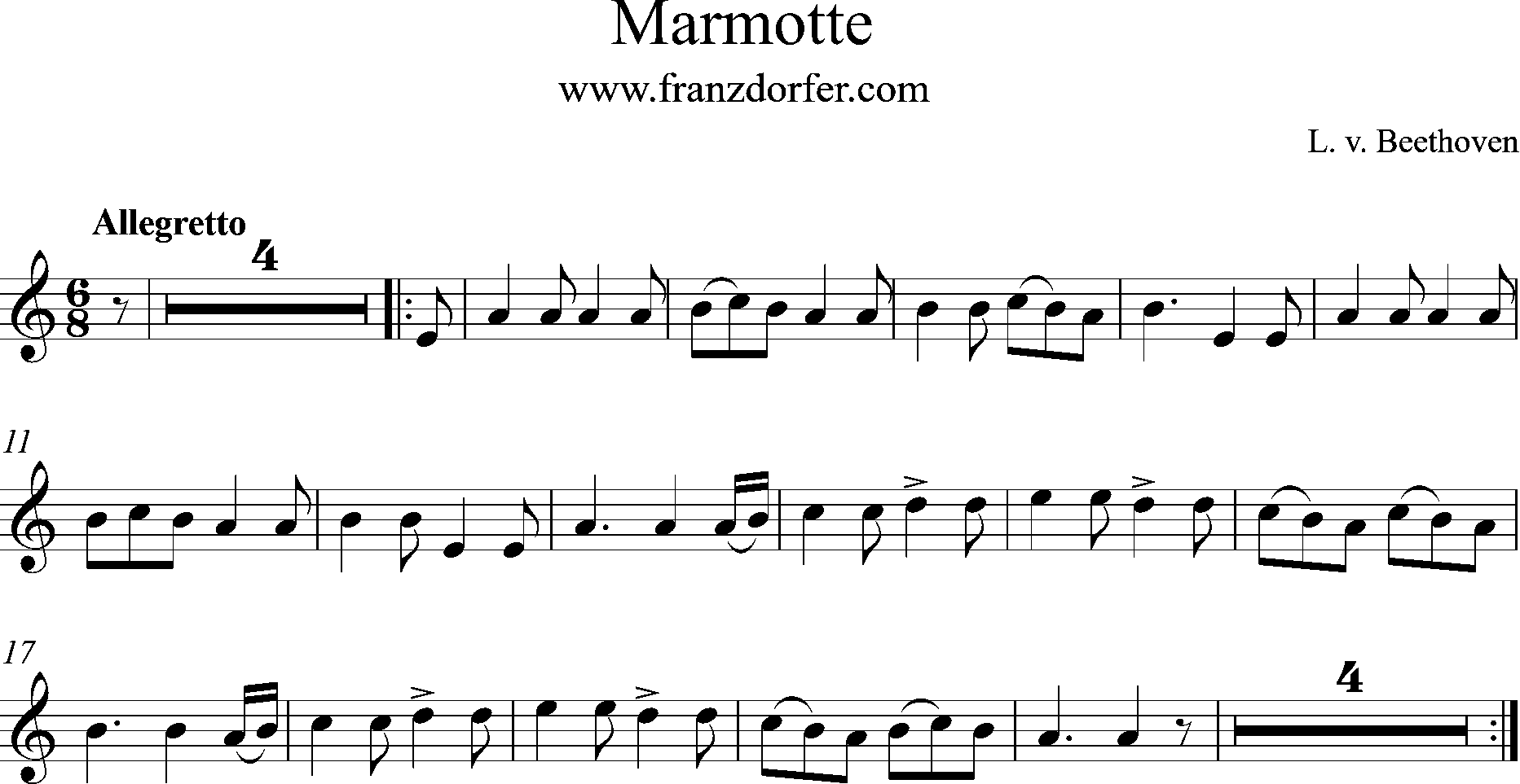 Violine Noten, Marmotte